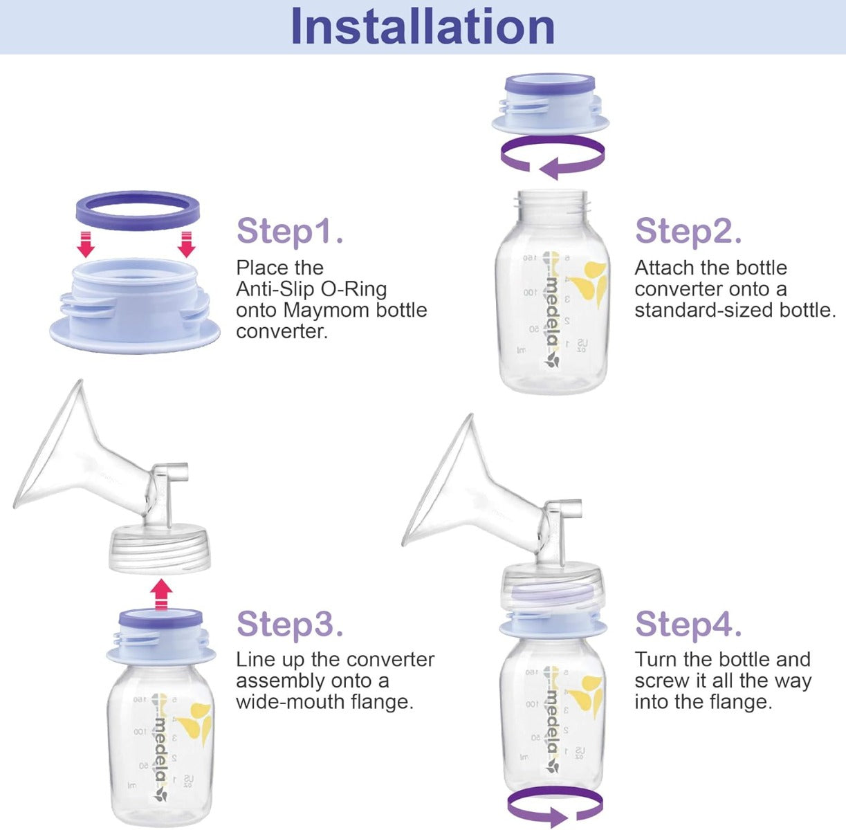 Maymom 3rd Gen Thread Changer Bottle Adaptor - Wide to Narrow Neck, 4pcs