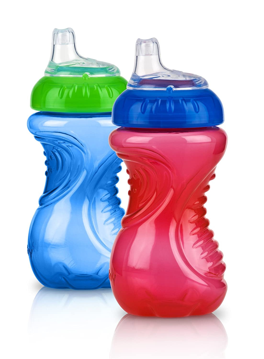 Nuby No-Spill Gripper Cups, 2 Pk, 300ml - Blue/Red