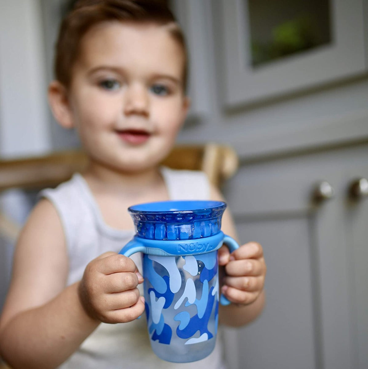 Nuby 360 Edge Printed 2-Stage Drinking Rim Tritan Cup, 300ml (3 Designs) - Pupsik Singapore