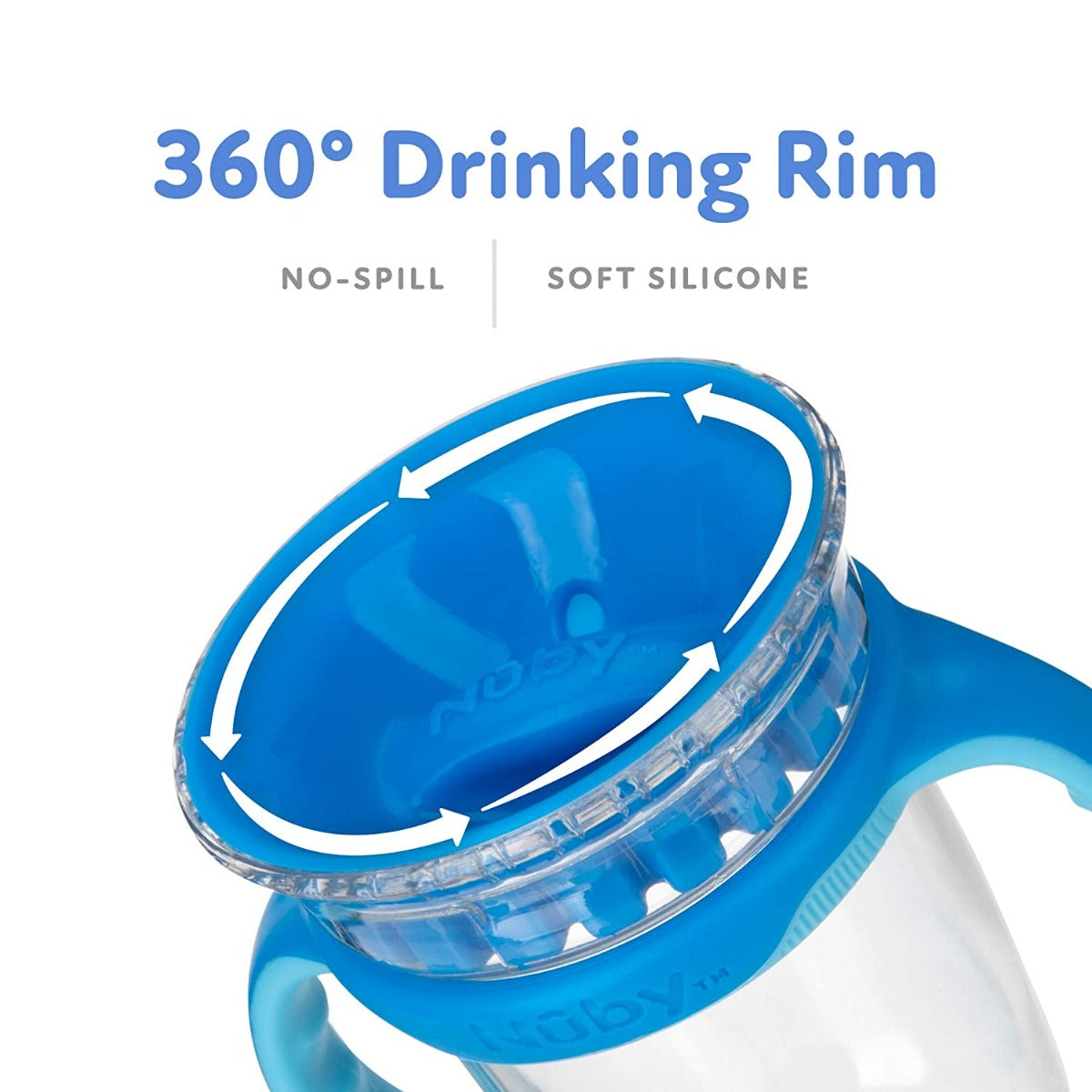 Nuby 360 Edge Printed 2-Stage Drinking Rim Tritan Cup, 240ml (3 Designs) - Pupsik Singapore