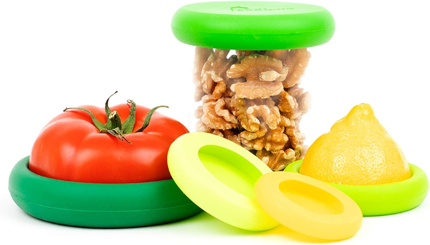 Food Huggers Set of 5 Reusable Silicone Food Savers (4 Colors) - Pupsik Singapore