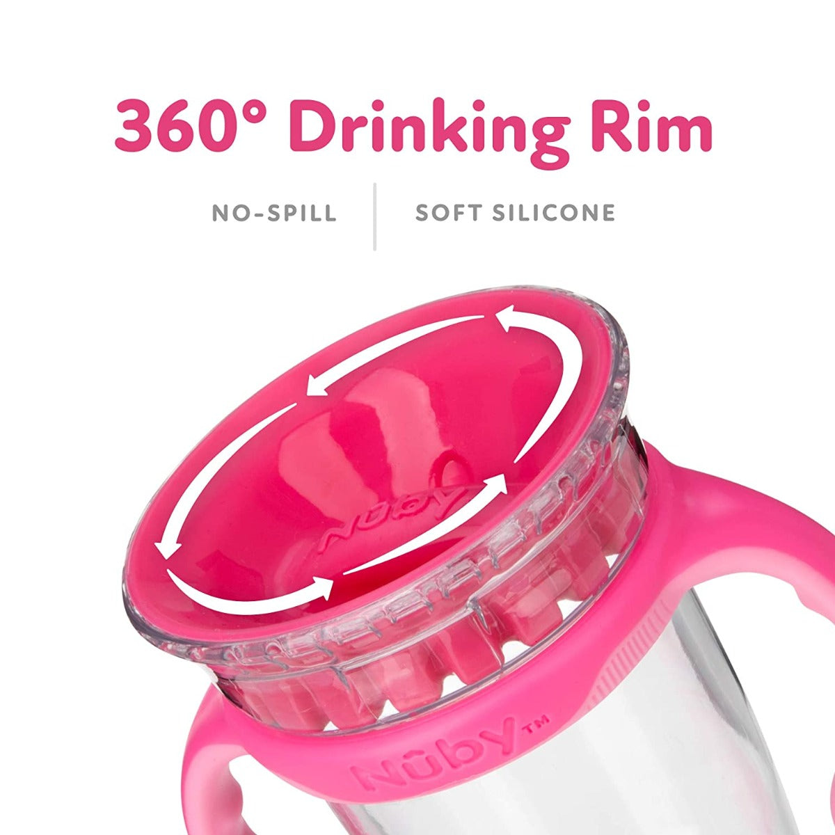 Nuby 360 Edge Printed 2-Stage Drinking Rim Tritan Cup, 240ml (3 Designs) - Pupsik Singapore