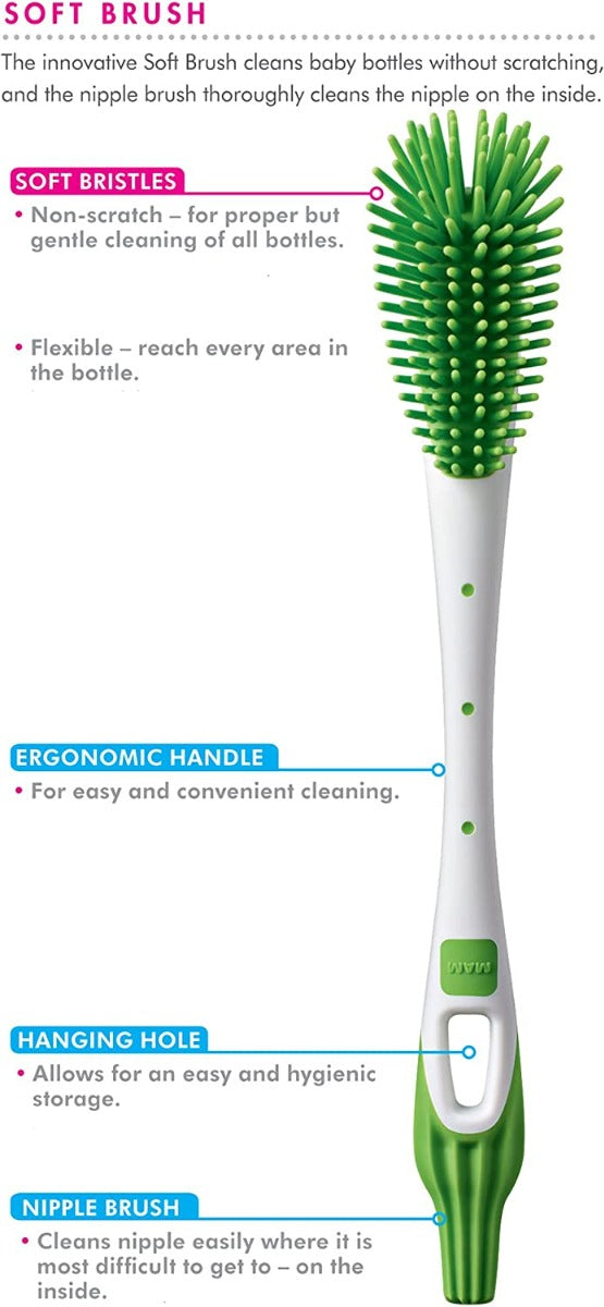 MAM Soft Bottle & Teat Brush (2 Colors) - Pupsik Singapore