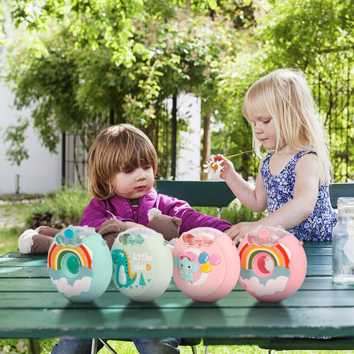 Biomom Donut Tritan Straw Drinking Bottle with Straps, 380ml (5 Designs)