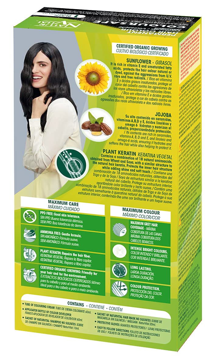 NaturVital ColourSafe Permanent Hair Dye - 1.0 Black (Damaged Packaging)