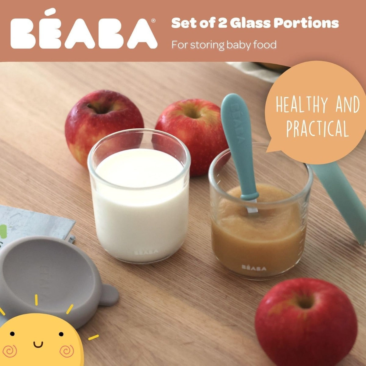 Beaba Glass Containers Jars, 250ml (3 colors)