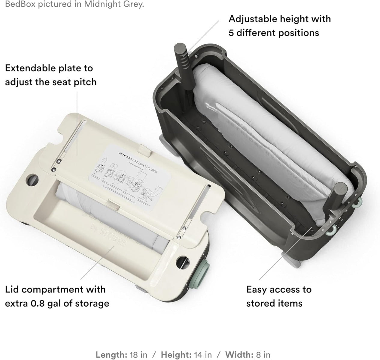 Stokke Jetkids Bed Box Airplane Ride/Carry/Sleep-On Suitcase V4 (6 Colours)