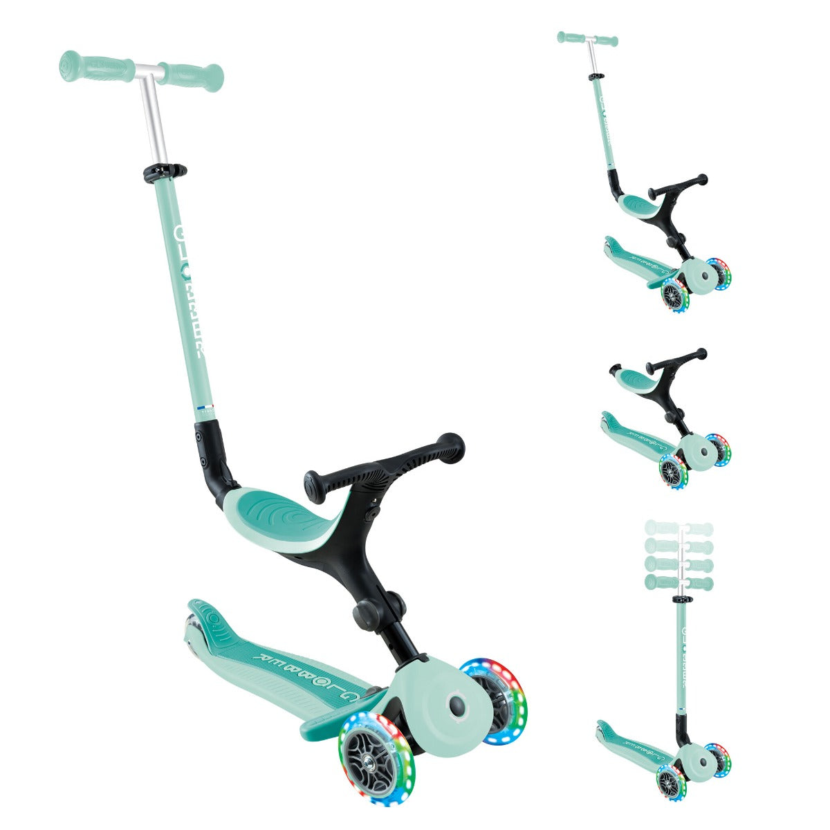 Globber GO•UP Active Lights Foldable Convertible Scooter (2 Colors)