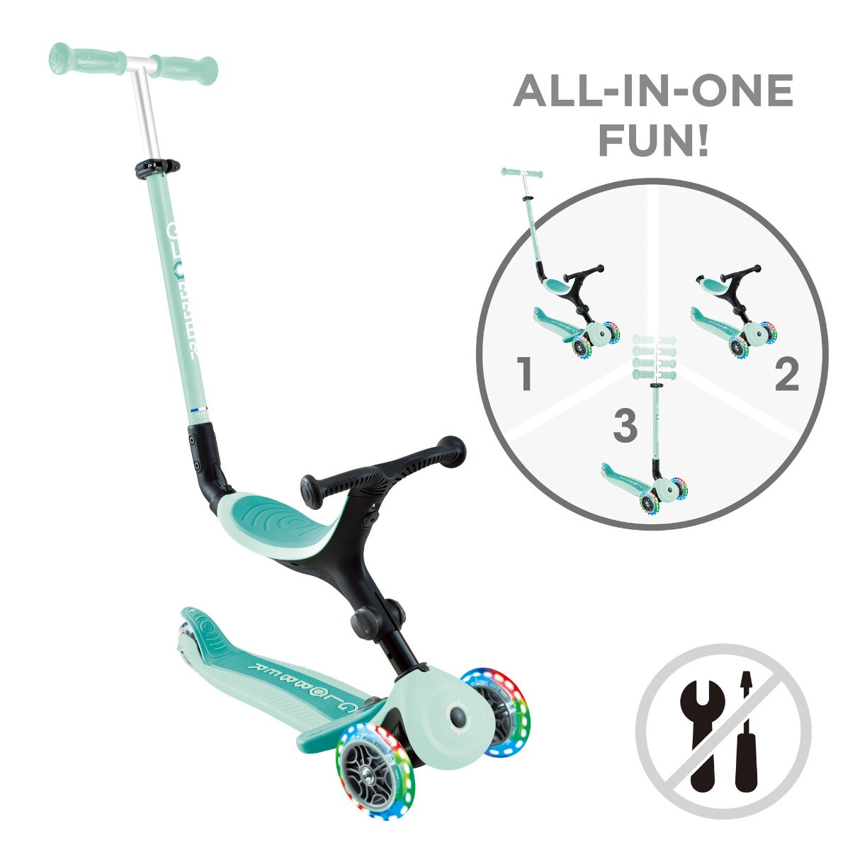 Globber GO•UP Active Lights Foldable Convertible Scooter (2 Colors) - Pupsik Singapore