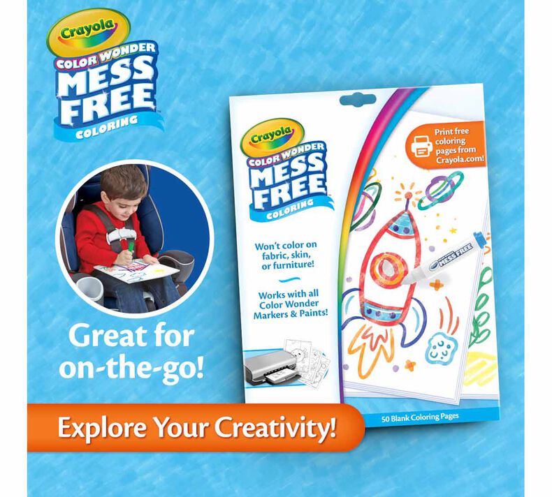 Crayola Color Wonder Mess Free Blank Coloring Pages, 50pcs