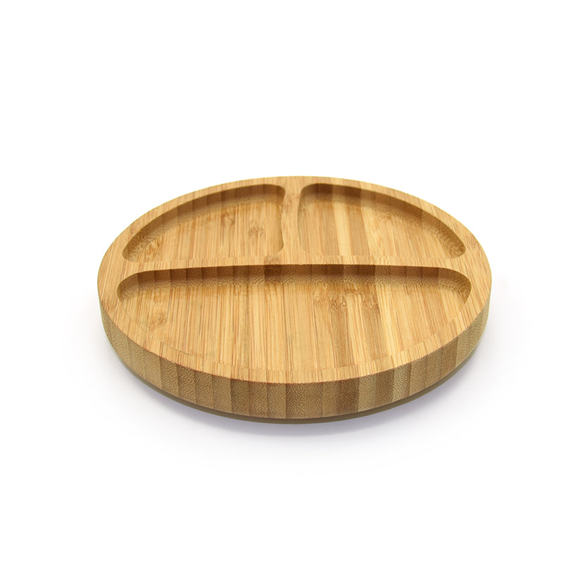 Biomom Bamboo Divided Round Suction Plate - Ochre