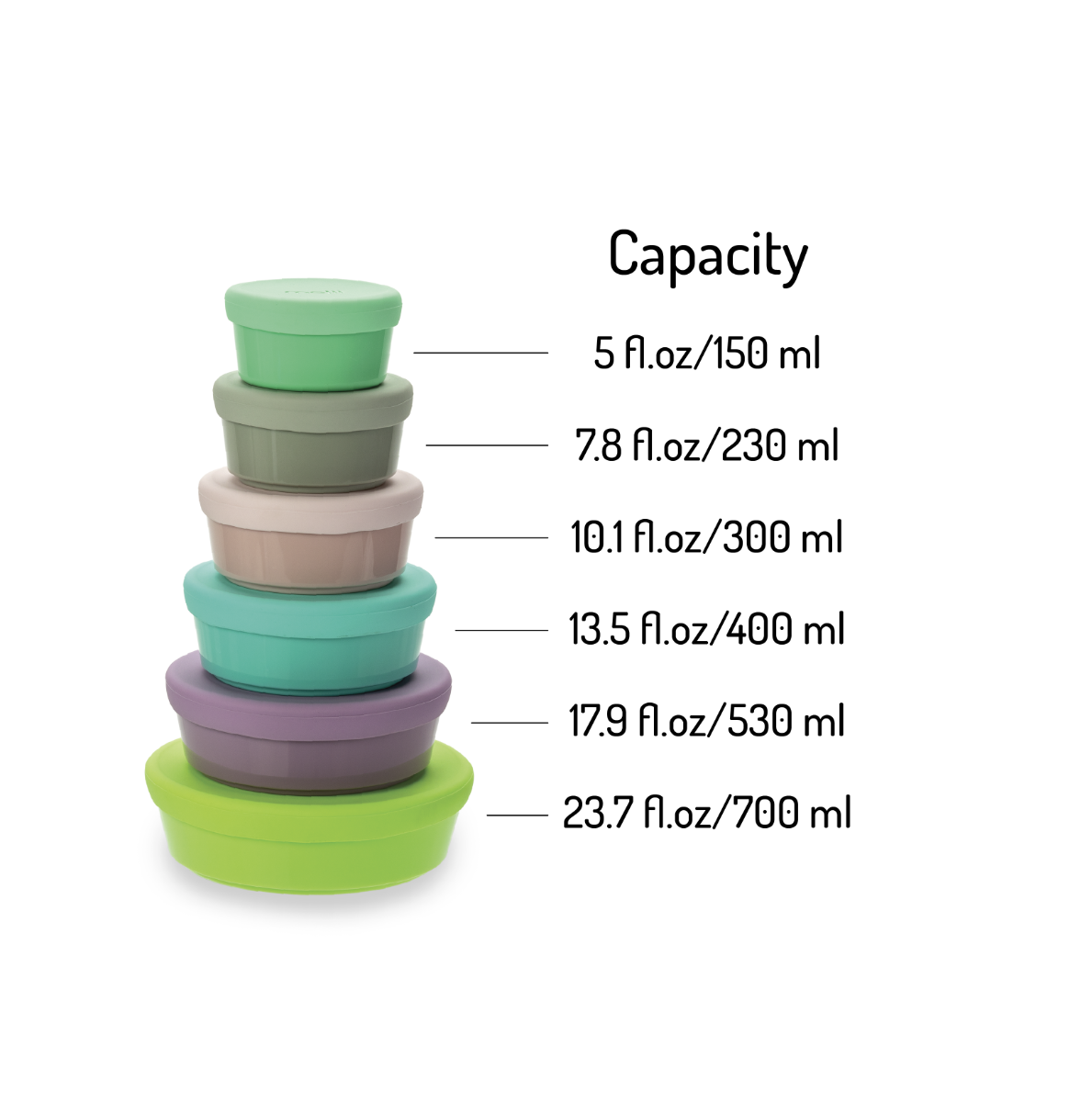 Melii Stacking & Nesting Containers with Silicone Lids, 12 pieces