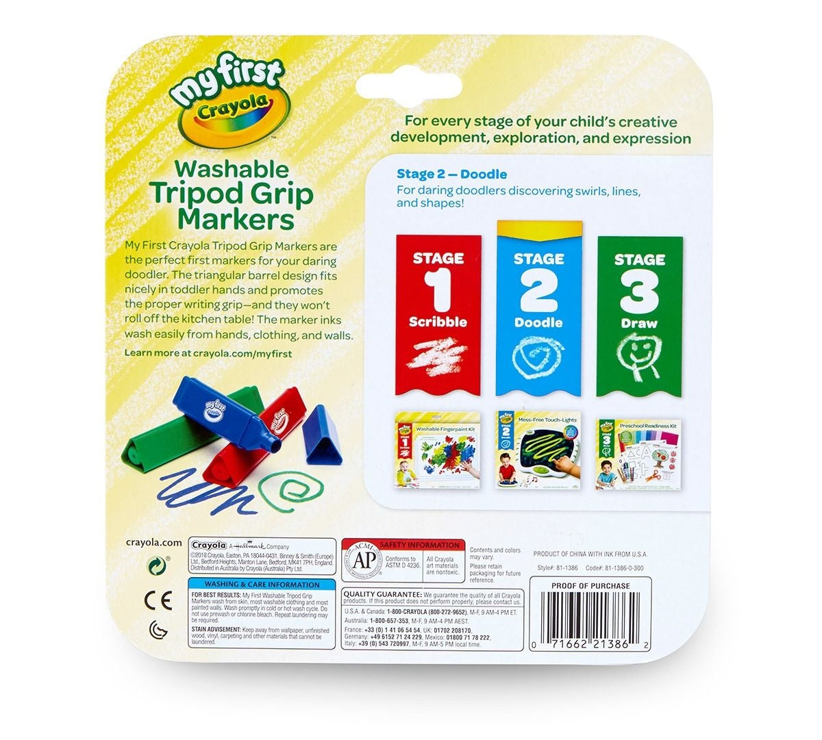 Crayola My First Washable Tripod Grip Markers (8pc)