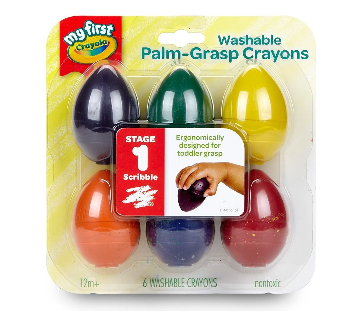 Crayola My First Washable Palm-Grasp Crayons (6pc)