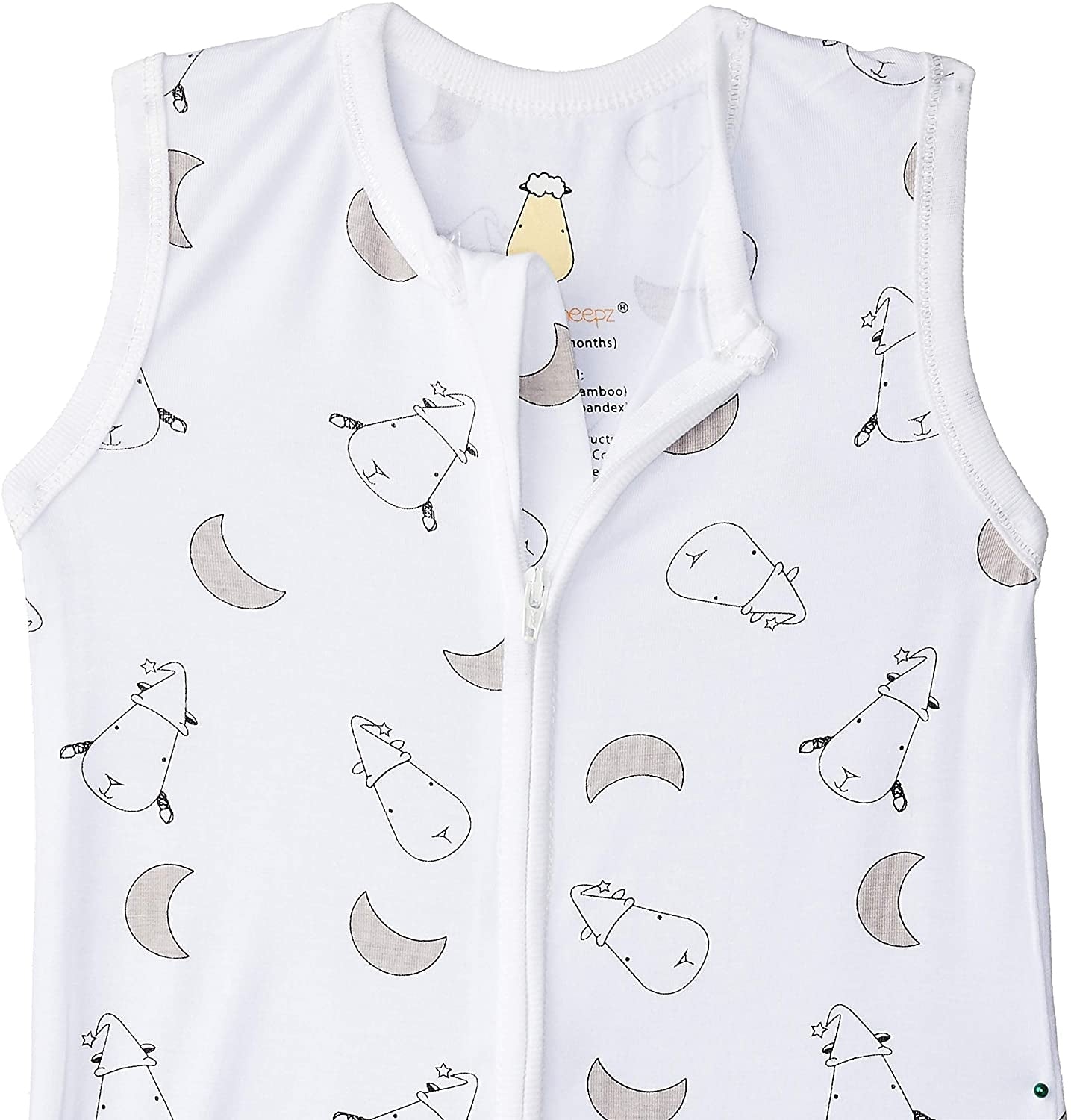 Baa Baa Sheepz Wearable Blanket Zip Sleep Bag - Small Moon & Sheep White (3 Sizes)