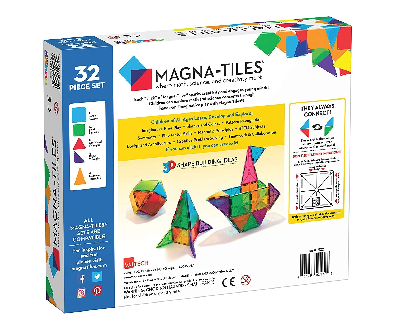 Magna-Tiles Clear Colors 32 Piece Set