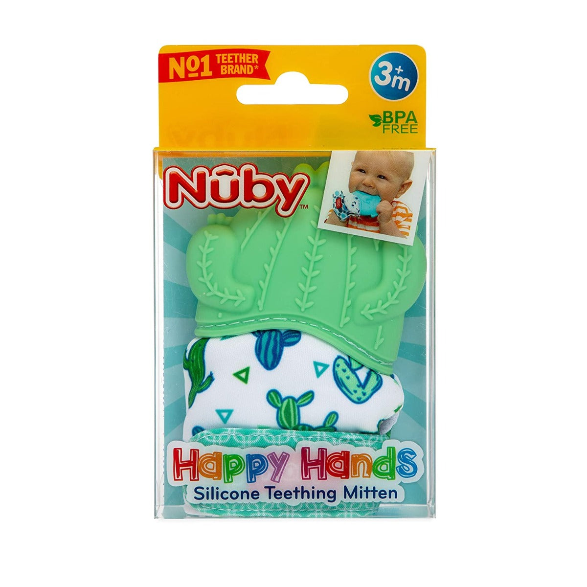 Nuby Character Silicone Teething Mittens, 1 pc - Cactus