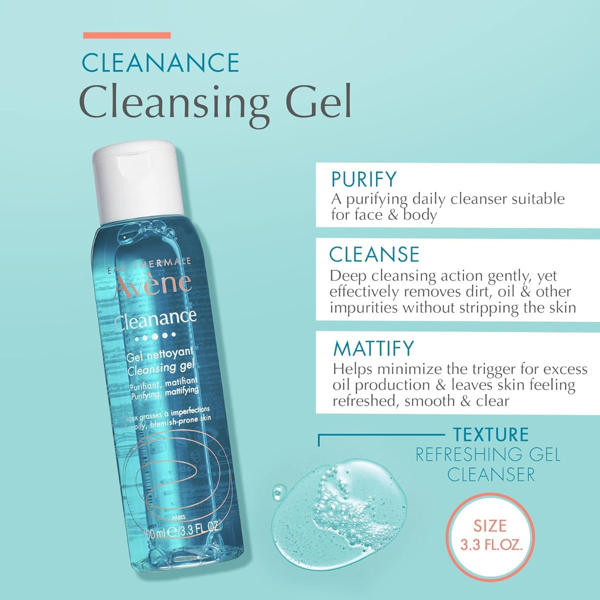 Avene Cleanance Cleansing Gel, 100ml (Exp 02/27)
