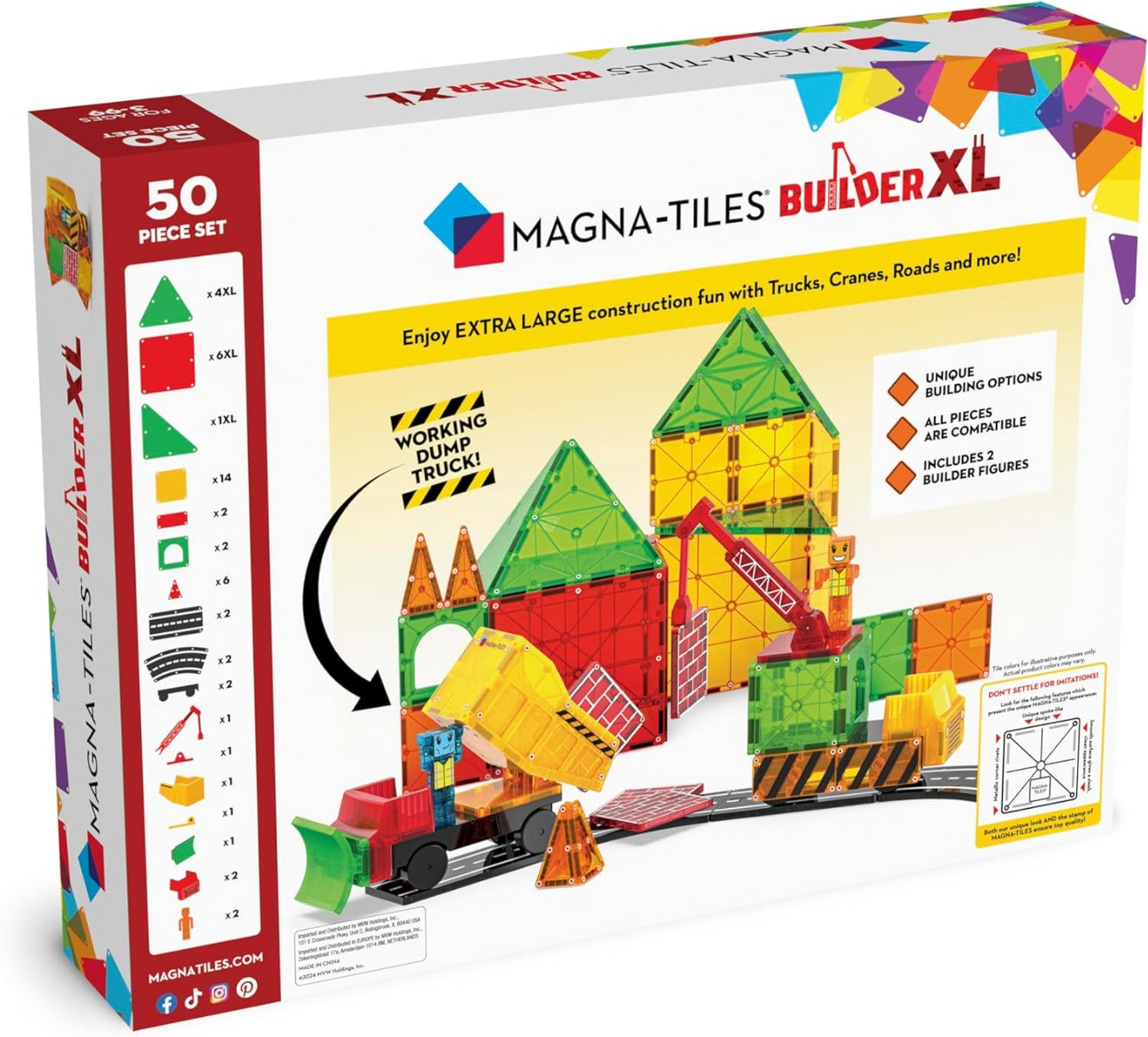 Magna-Tiles Builder XL 50-Piece Set
