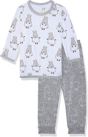 Baa Baa Sheepz Baby Long Sleeve Pyjama Set - Big Sheep White/Big Sheep Grey (5 Sizes)