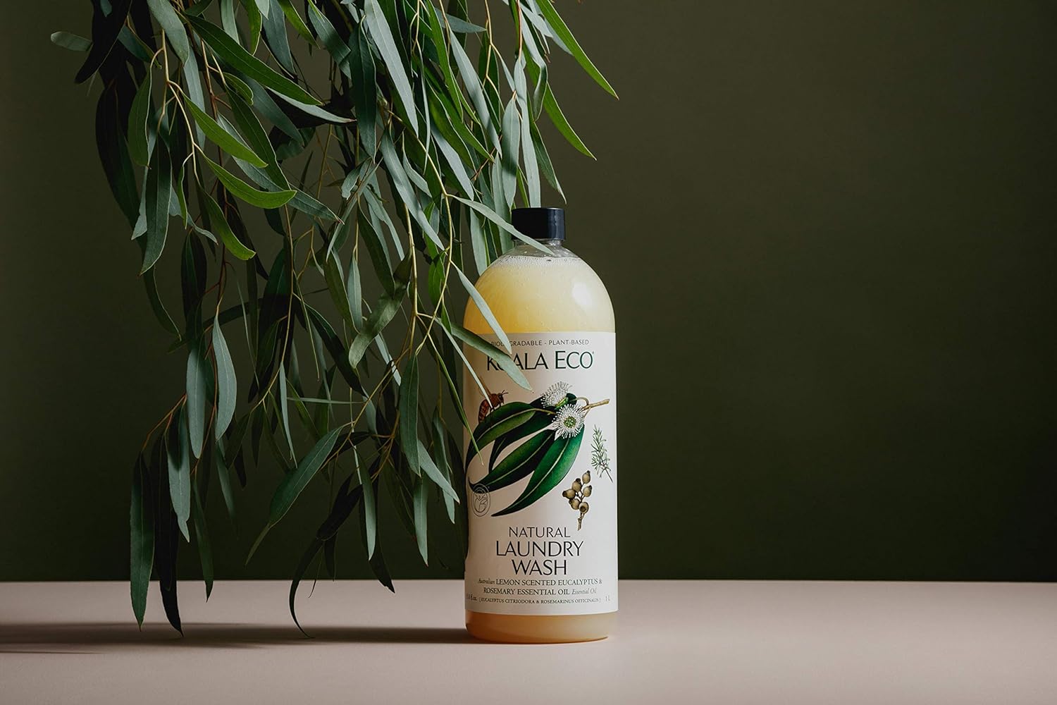 Koala Eco Natural Laundry Wash, 1L Refill - Lemon Scented Eucalyptus & Rosemary Essential Oil (Exp 07/27)