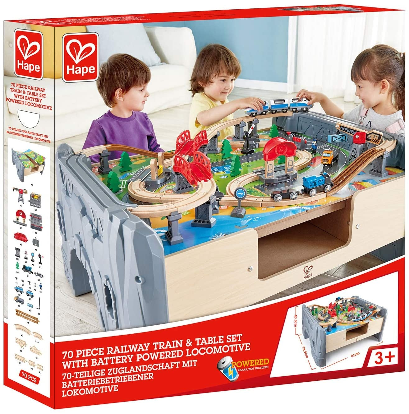 Hape 70 Piece Railway Train Table Set Toy