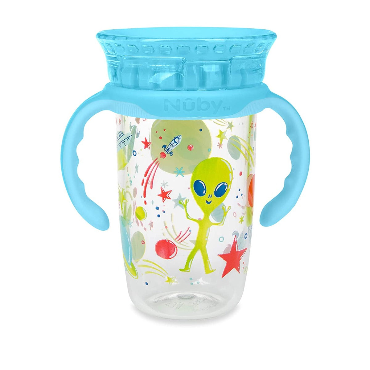 Nuby 360 Edge Printed 2-Stage Drinking Rim Tritan Cup, 300ml (3 Designs) - Pupsik Singapore