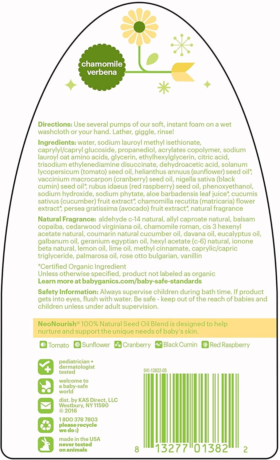 Babyganics Shampoo & Body Wash - Chamomile Verbena (473ml) - Exp 07/27