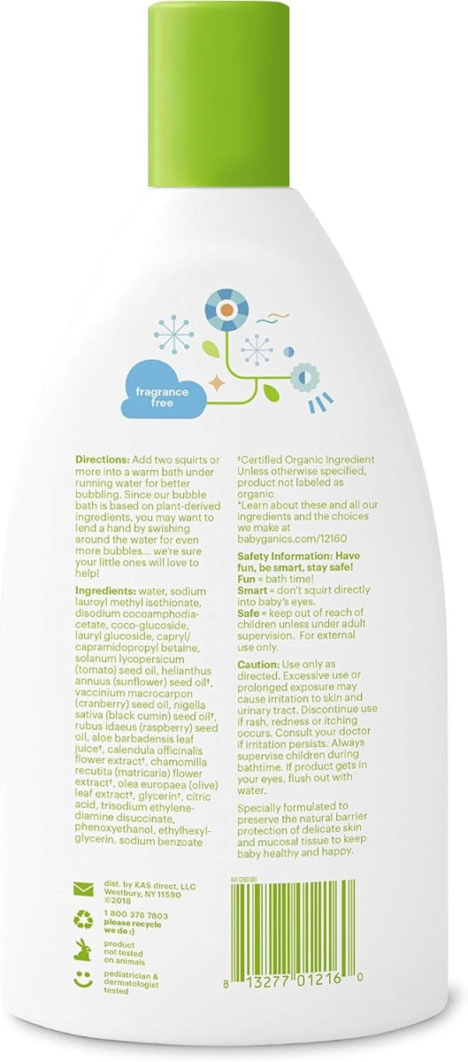 Babyganics Fragrance-Free Bubble Bath, 591ml