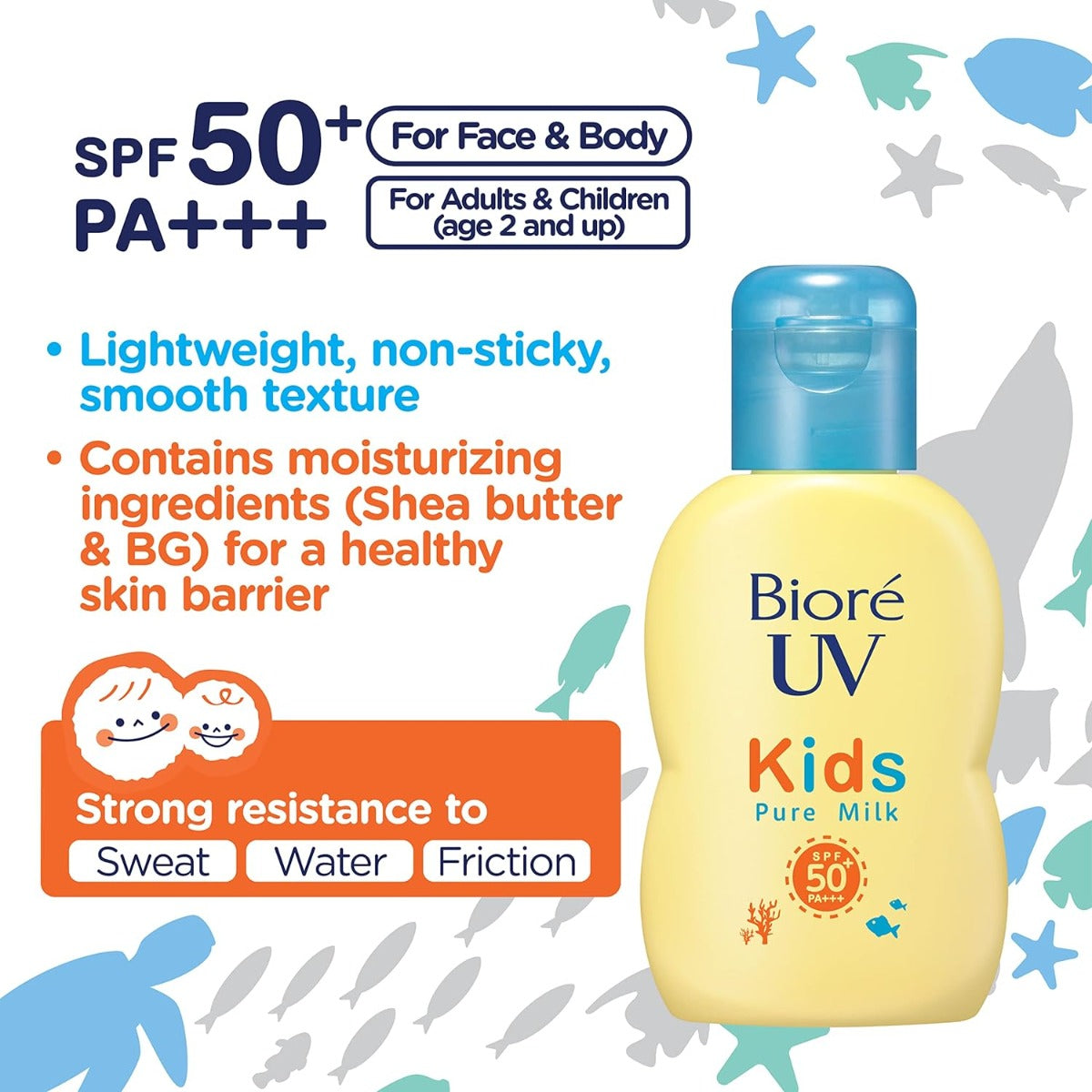 Biore UV Kids Pure Milk Sunscreen SPF50+ PA+++, 70ml (Exp 04/27)
