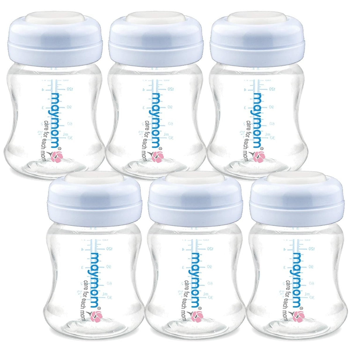 Maymom Wide-Neck Milk Bottle with SureSeal Silicone Disc, 140ml (6pk)