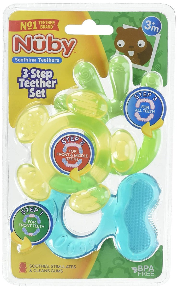 Nuby 3 stages Teether Set , 3pc