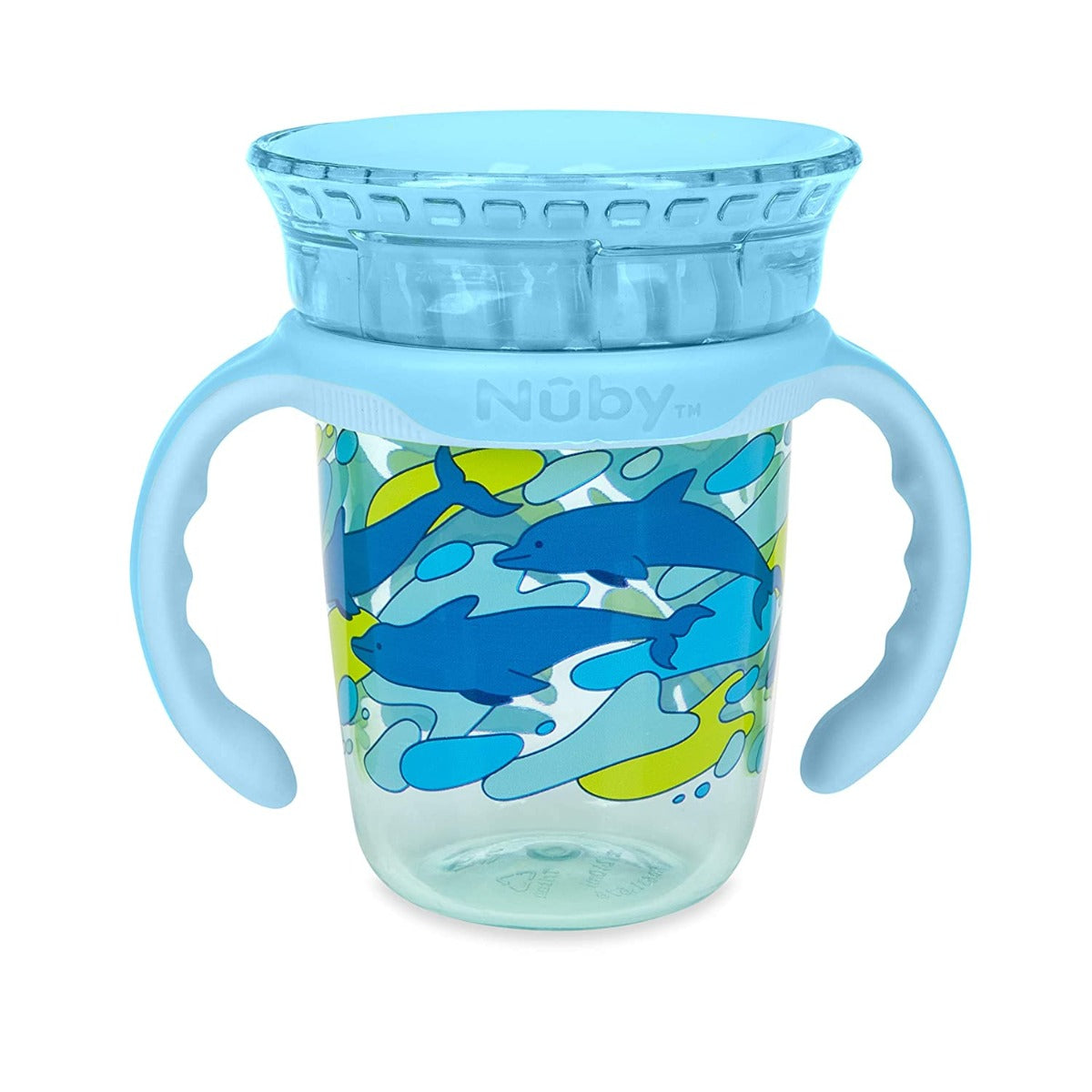 Nuby 360 Edge Printed 2-Stage Drinking Rim Tritan Cup, 240ml (3 Designs) - Pupsik Singapore