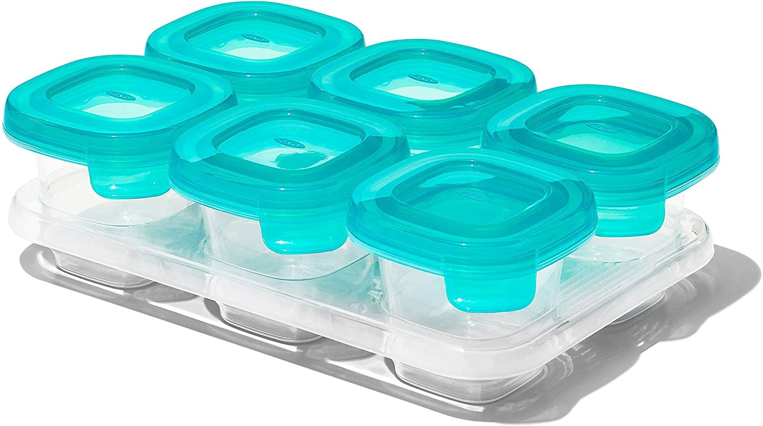 OXO Tot Silicone Baby Blocks Freezer Storage Containers, 6 x 2oz - Teal