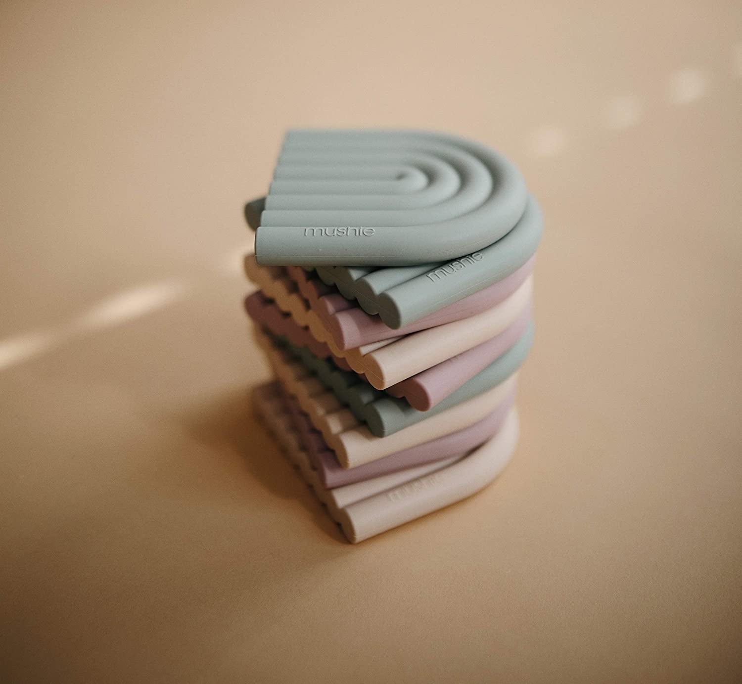 Mushie Silicone Rainbow Teether - Shifting Sand - Pupsik Singapore