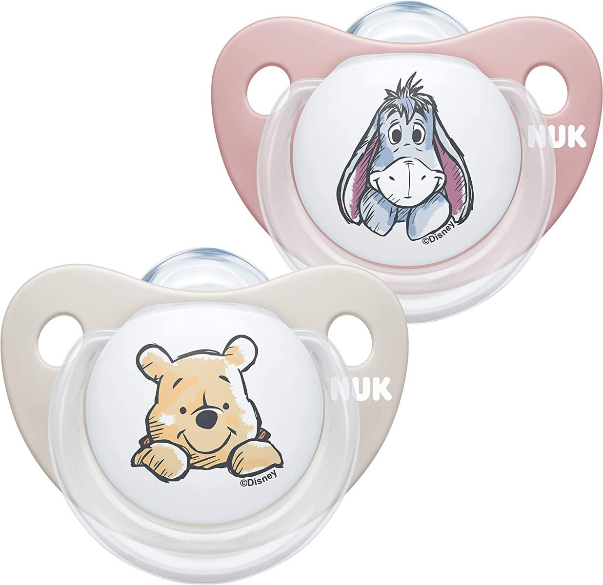 NUK Disney Winnie the Pooh Silicone Soother, 2pk - Winnie & Eeyore
