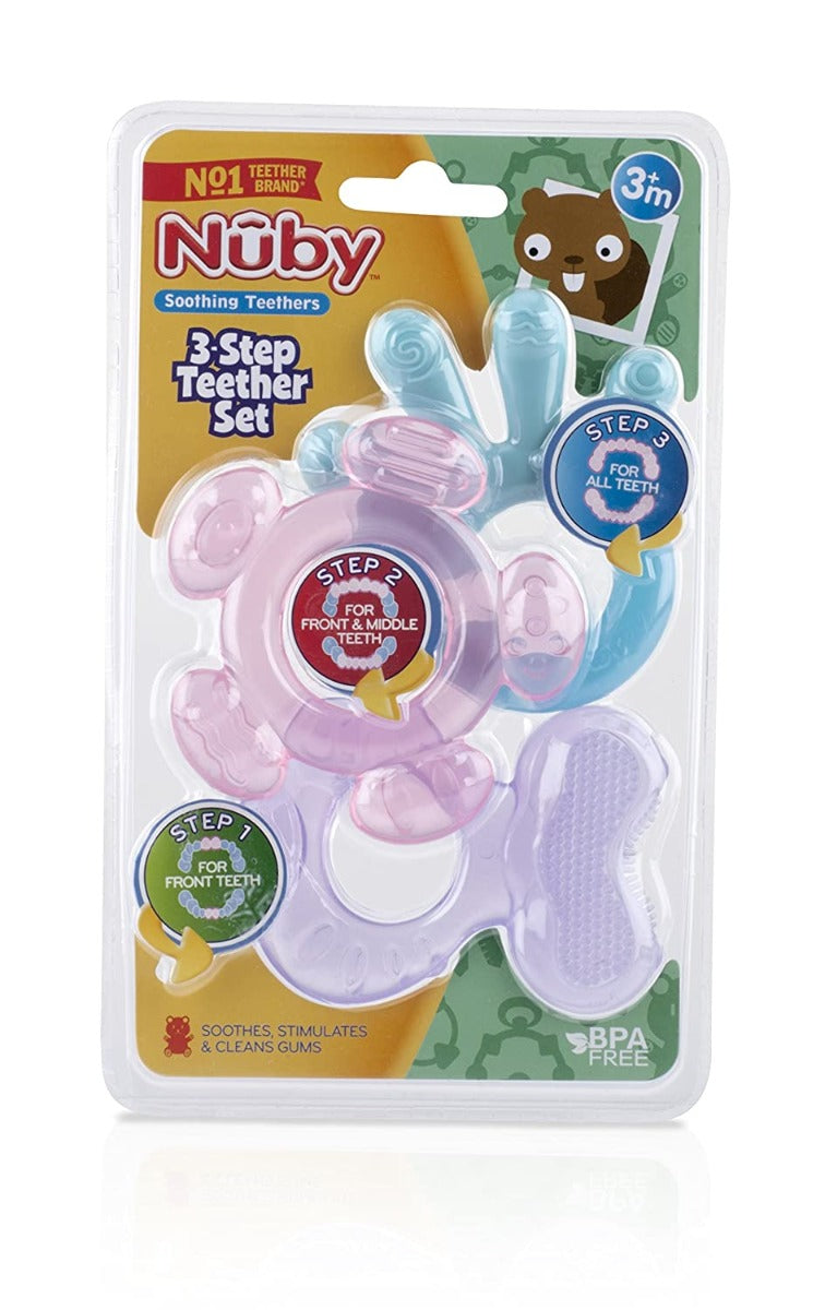 Nuby 3 stages Teether Set , 3pc