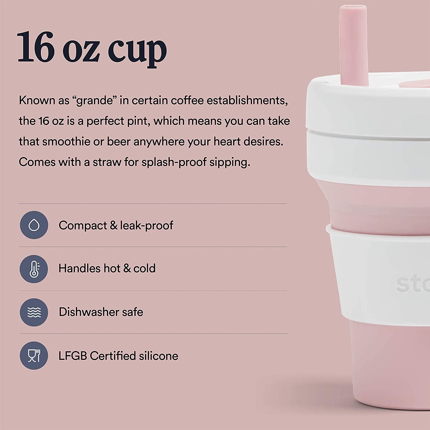 Stojo Silicone Collapsible Cup (16oz - Grande Size) - Carbon - Pupsik Singapore