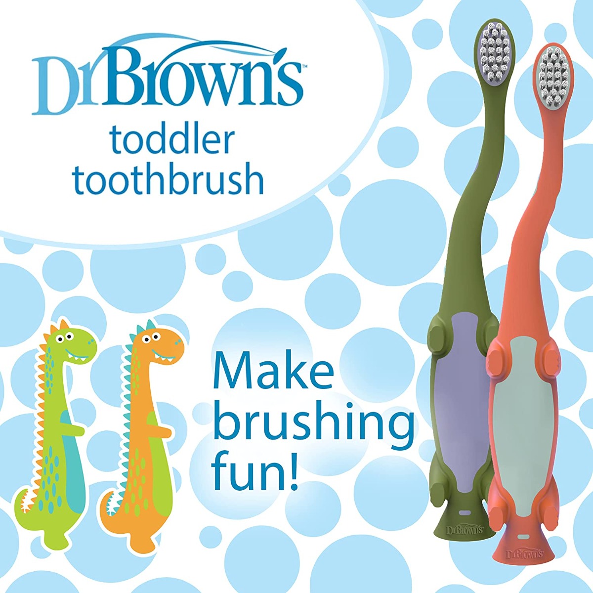 Dr. Brown's Toddler Toothbrush, 2pc - Dinosaur