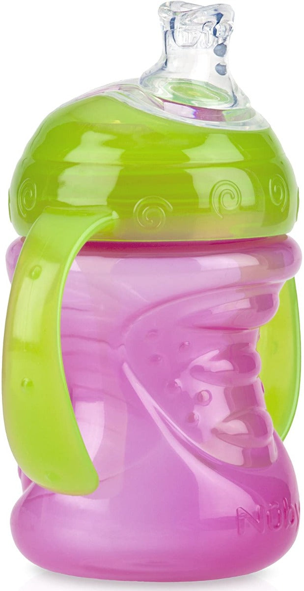 Nuby No-Spill Grip N' Sip Cup, 8oz (2pk) - Pink/Purple