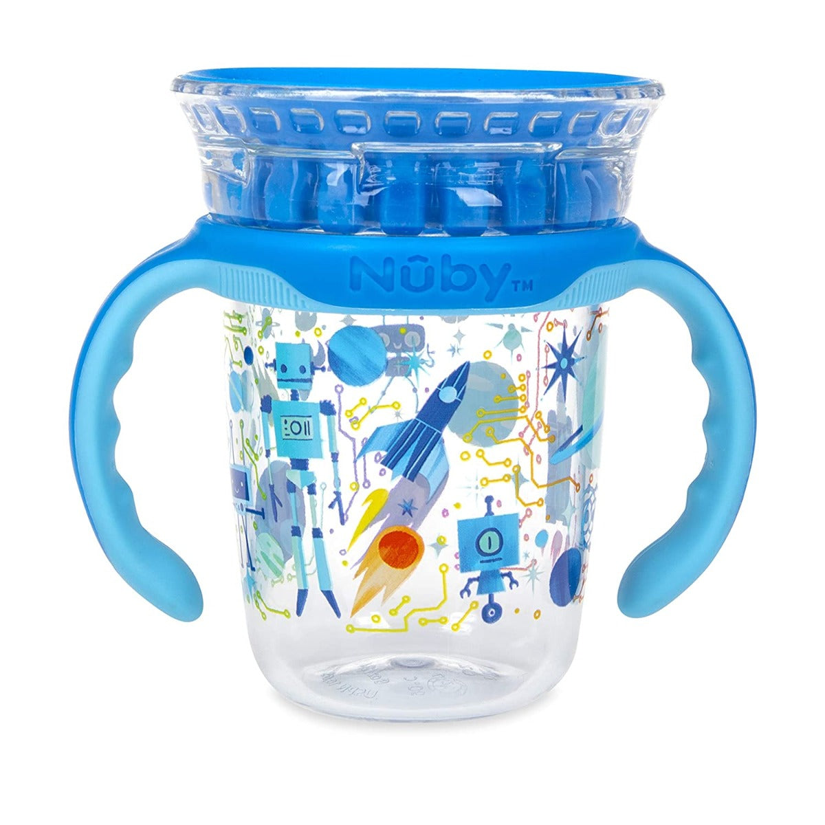 Nuby 360 Edge Printed 2-Stage Drinking Rim Tritan Cup, 240ml (3 Designs)