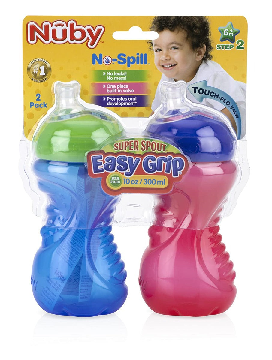 Nuby No-Spill Easy Grip Soft Spout Cup, 10oz (2pk) - 1 Color