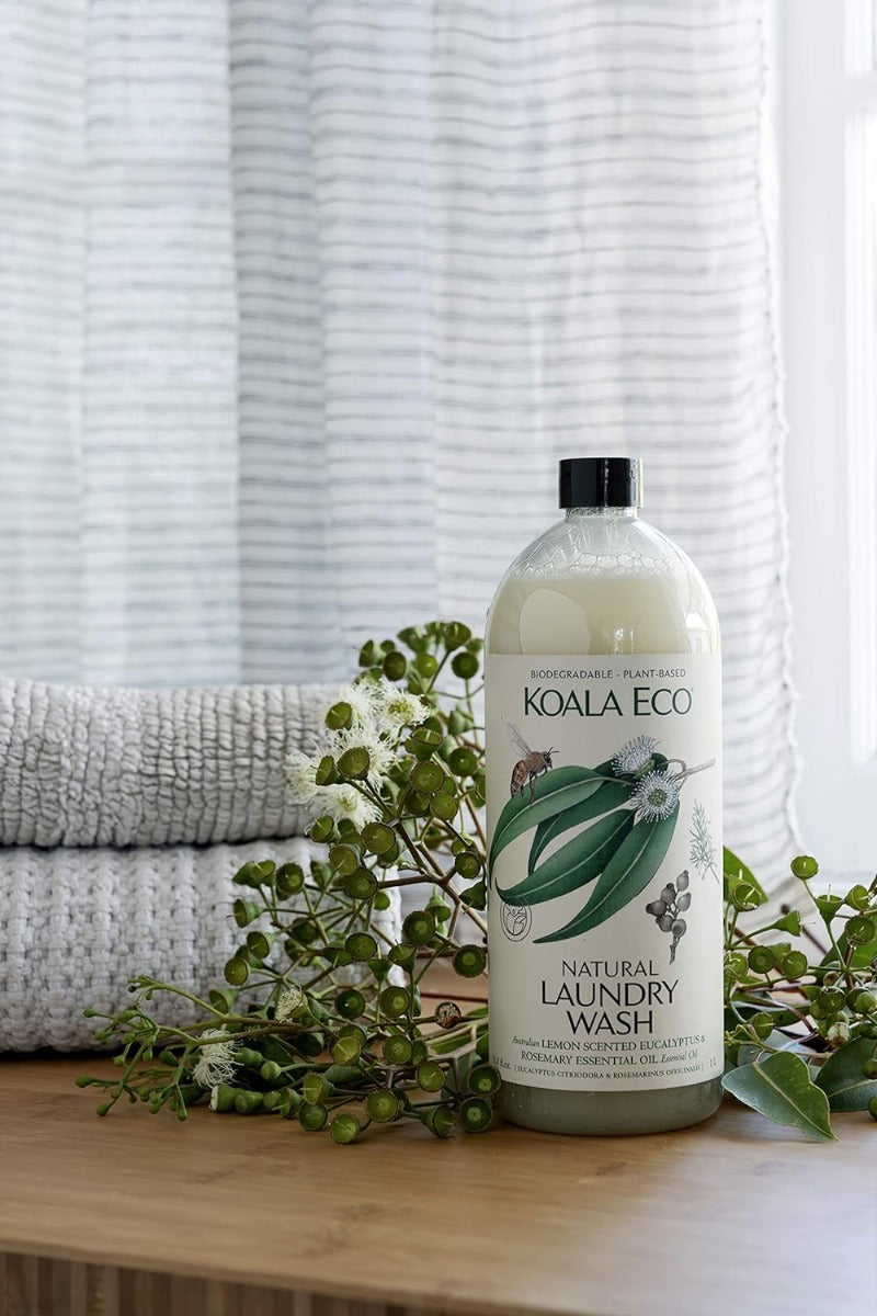 Koala Eco Natural Laundry Wash, 1L Refill - Lemon Scented Eucalyptus & Rosemary Essential Oil (Exp 07/27)