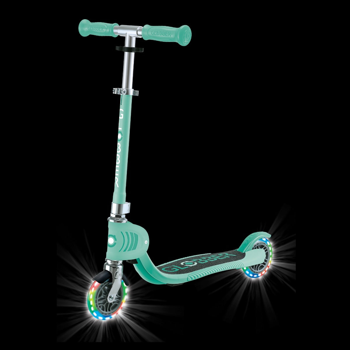 Globber Flow Foldable Junior Lights 2-Wheel Scooter (LED Wheels) - Mint