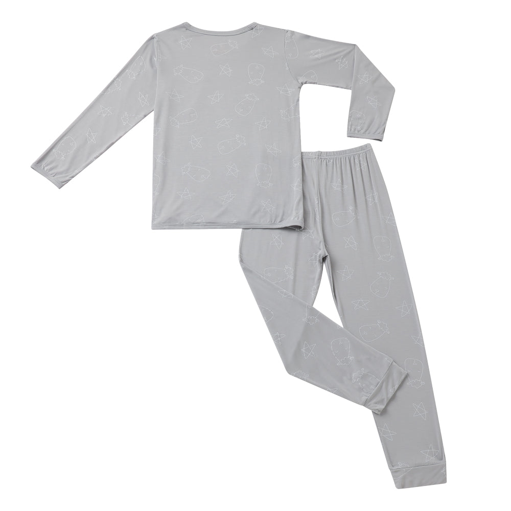 Baa Baa Sheepz Baby Long Sleeve Pyjama Set - Cute Big Star & Head Grey (6 Sizes)