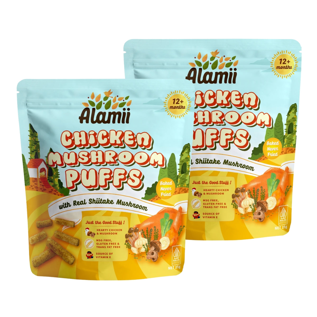 Alamii Chicken Mushroom Puffs, 25g x 2pk (Exp 06/26)