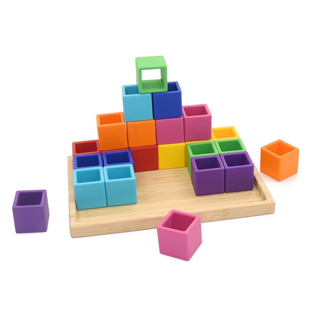 Biomom Silicone Building Blocks, 16pcs - Rainbow