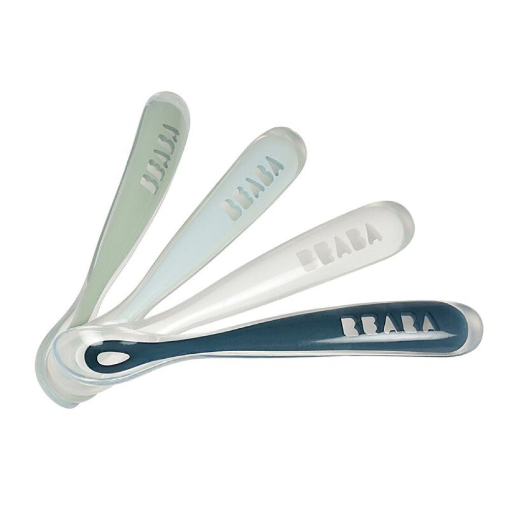 Beaba Ergonomic First Stage Silicone Spoons, 4pk - Assorted