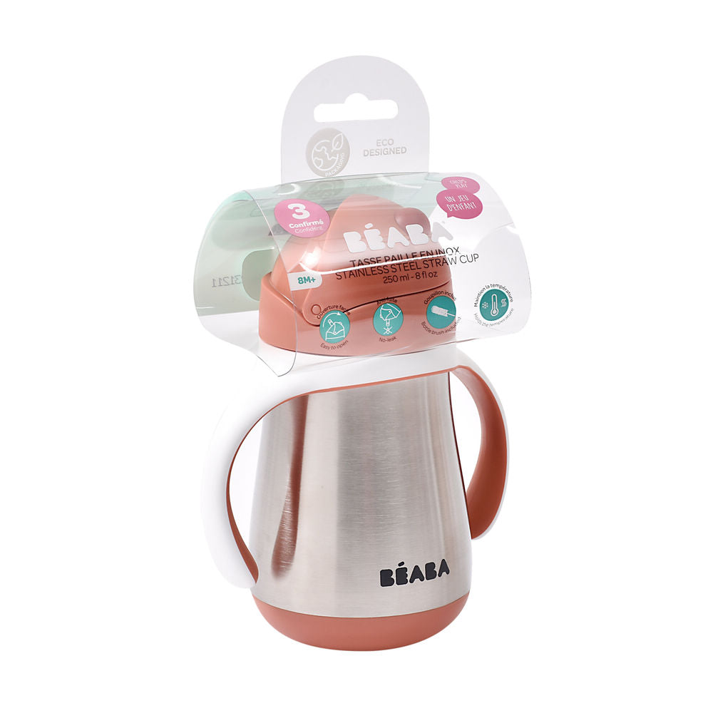 Beaba Stainless Steel Straw Cup (250ml) - 5 Colors