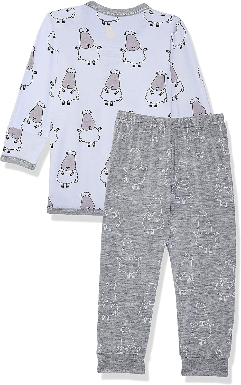 Baa Baa Sheepz Baby Long Sleeve Pyjama Set - Big Sheep White/Big Sheep Grey (5 Sizes)
